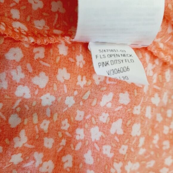 OLD NAVY Long Sleeve Light Flowy Pink Ditsy Floral Blouse Sz XL - Picture 13 of 13